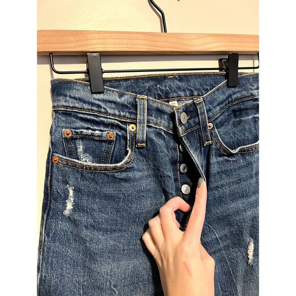 Levi's Premium Wedgie Fit Straight Women's Jeans Raw Hem Lasting Impression 24 - Picture 7 of 11